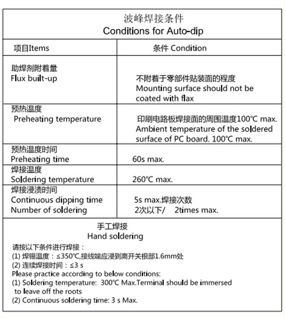 AC插座通用焊接条件