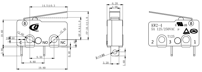 开关系列 g15系列 微动开关      基本参数/parameter 工作温度 -25℃